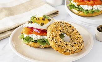 High Protein Smoked Salmon Bagels with Crispy Capers Recipe